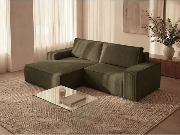 Vente-unique - AMELIA Sofa Samt Grün - B 167 cm x H 85 cm x L 240 cm