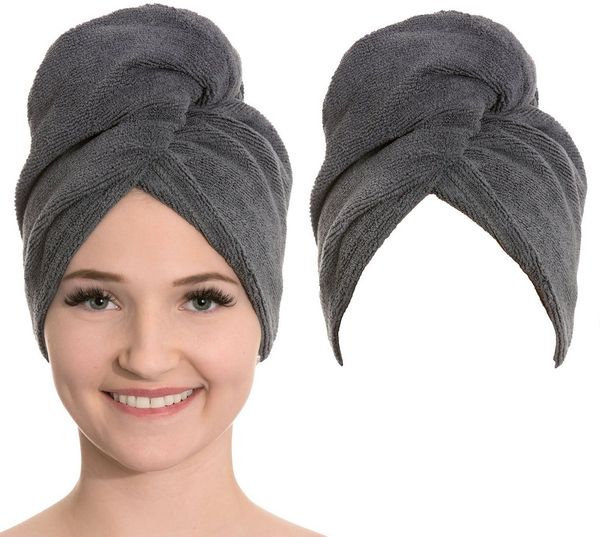 ZOLLNER Turban-Handtuch, Mikrofaser (2-St), 25 x 65 cm, 80% Polyester, 20% Polyamid, mit Knopfverschluss