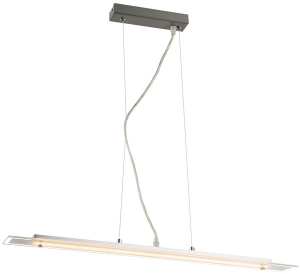 LED Pendelleuchte, silber, Glas satiniert, warmweiß, H 120cm
