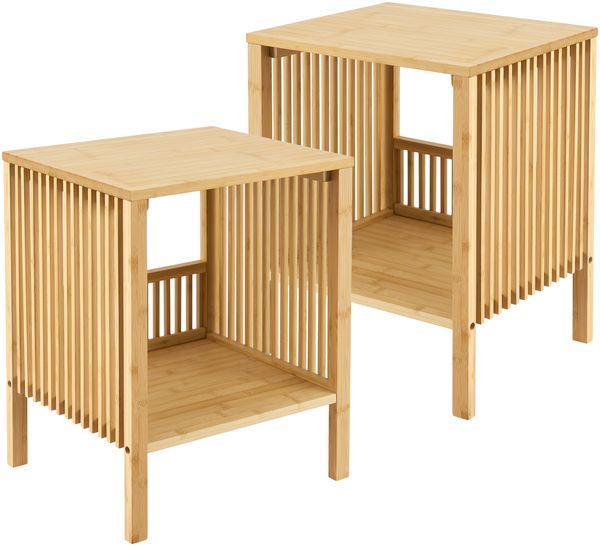 Beistelltisch Varde 50x39x33 cm 2er Set Bambus Natur [en. casa]