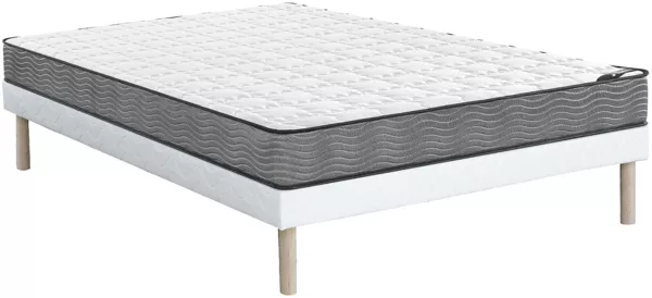 Vente-unique - KIJAL Mattress and bed base set Stoff Weiß - B 140 cm x H 19 cm31 cm x L 190 cm