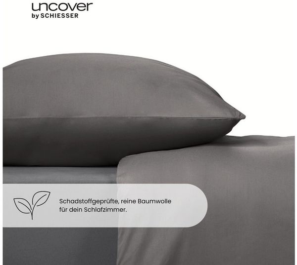 Uncover by Schiesser Bettwäscheset Soho - Renforcé - 2-teilig - 135 x 200 cm - Dunkelgrau