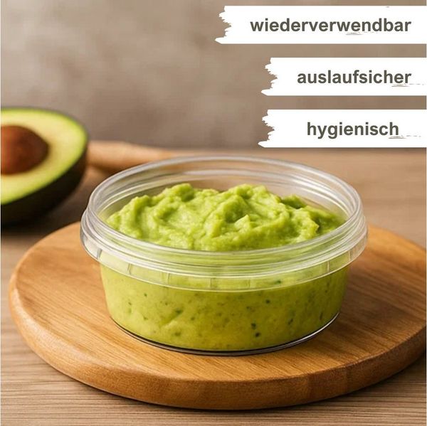 mikken Frischhaltedose 130 ml Feinkostbecher Lebensmitteldose Frischhaltebox, (Spar-Set, 30-tlg, 10-100er Set), BPA-frei, stapelbar, für Heißabfüllung bis 95 °C, Gefrieren bis -20 °C