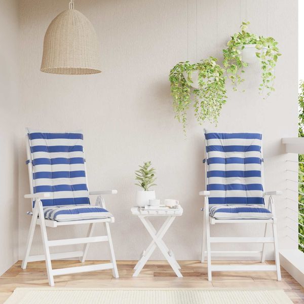 vidaXL Kissen für draußen 2 pcs Blau und Weiß 120 x 50 x 7 cm Stoff 42040527