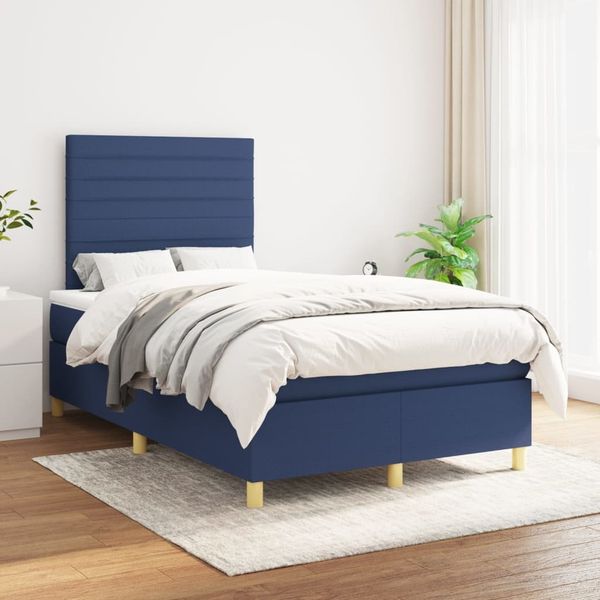 vidaXL Boxspringbett mit Matratze Blau 120x200 cm Stoff, Härtegrad: H2 [3142407]