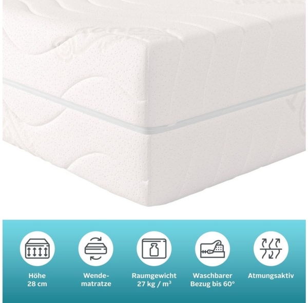 Komfortschaummatratze Stjärna, 7 Zonen Matratze 90x200 cm, 140x200 cm & weitere Größen, Älgdröm, 27 cm hoch, XXL Höhe, flexibler HG bis 140 kg, ergonomisch, atmungsaktiv Bild 2