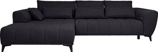 WERK2 Ecksofa Garay, XXL-Liegefläche: elektrisch ausziehbar auf ca. 228×126 cm, Luxus in Übergröße: XXL-Liegefläche, Komfort-Ottomane & stilvolle Füße