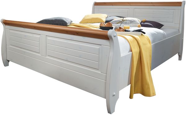 Bett >SZ-0132< in weiß - 147x99x223 (BxHxT)