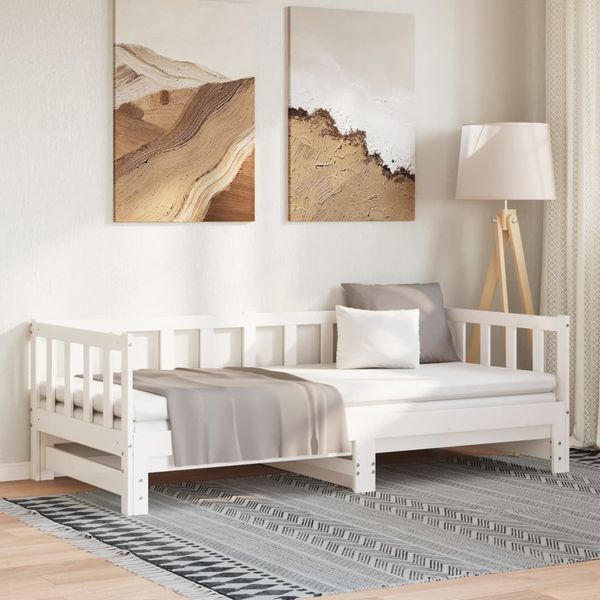 vidaXL Tagesbett Ausziehbar Weiß 2x(90x200) cm Massivholz Kiefer 833094