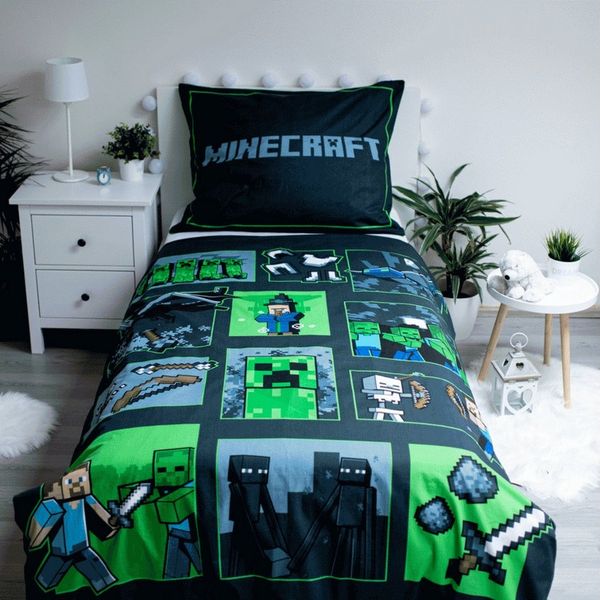 Minecraft Bettwäsche Set "Survival Mode" Baumwolle 140x200 + 70x90 cm
