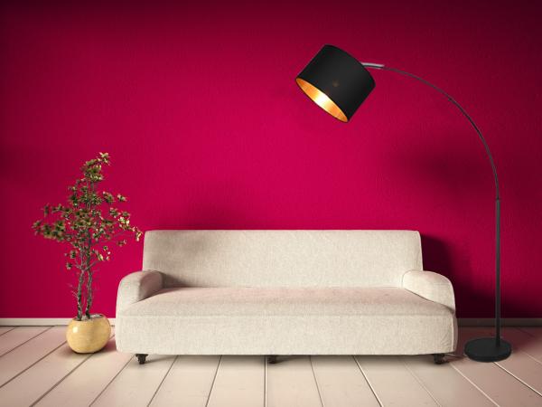 Reality Leuchten LED Bogenlampe, Dimmfunktion, LED wechselbar, Warmweiß, Stehlampe ge-bogen dimmbar für Esstisch Schwarz Gold-en, Höhe 171cm