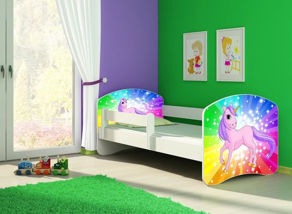 Clamaro Kinderbett (Kinderbett, Babybett 70x140, 80x160, 80x180cm Juniorbett, Kind, Motiv, Schublade CLAMARO)