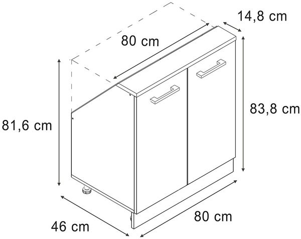 Dachschrägenschrank Rion Weiß Riffel 80 x 81.6 cm mit 2 Türen Vicco Bild 2