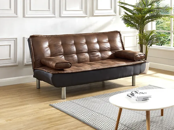 Vente-unique - MISHAN Sofa StoffStoff Braun - B 96 cm x H 89 cm x L 190 cm