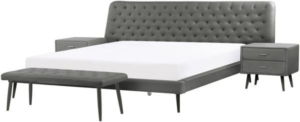 Schlafzimmer komplett Set 4-teilig grau 180x200 cm ESSONNE