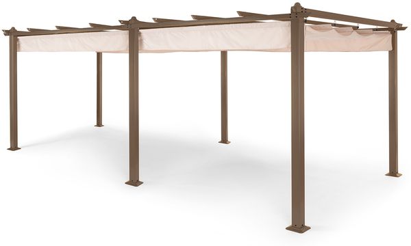 Blumfeldt Pavillon 3x6m, Rostfreier Metall-Pavillon mit Einziehbarem Dach, Pavillon Wasserdicht, Stabil & Winterfest, Langlebige Pergola Freistehend, Gartenpavillon mit UV-Schutz & Aluminium-Rahmen