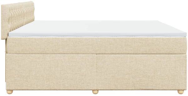 vidaXL Boxspringbett mit Matratze Creme 200x200 cm Stoff 3289099 Bild 7