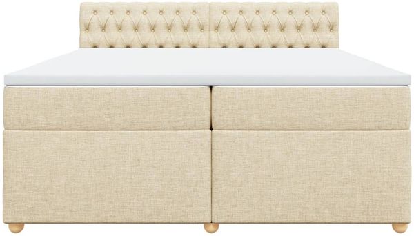 vidaXL Boxspringbett mit Matratze Creme 200x200 cm Stoff 3289099 Bild 6