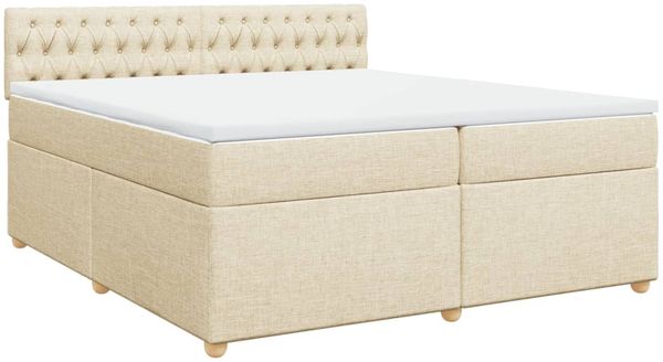 vidaXL Boxspringbett mit Matratze Creme 200x200 cm Stoff 3289099 Bild 3