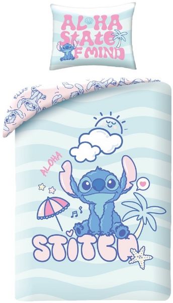 Lilo & Stitch Bettwäsche Set aus Baumwolle Bettdeckenbezug 140 × 200 cm mit 70 × 90 cm Kissenbezug