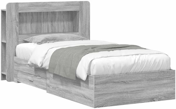 vidaXL Bettgestell mit Stauraum Grau Sonoma 75x190 cm Holzwerkstoff 3433803