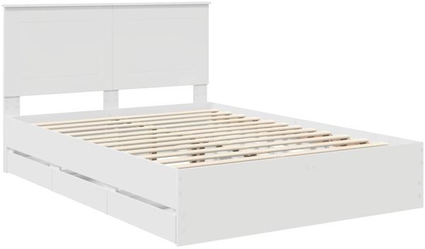 vidaXL Bettrahmen mit Schubladen Weiß 140 x 190 cm Ingenieurs Holz 3409454 Bild 4
