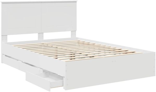 vidaXL Bettrahmen mit Schubladen Weiß 140 x 190 cm Ingenieurs Holz 3409454 Bild 5