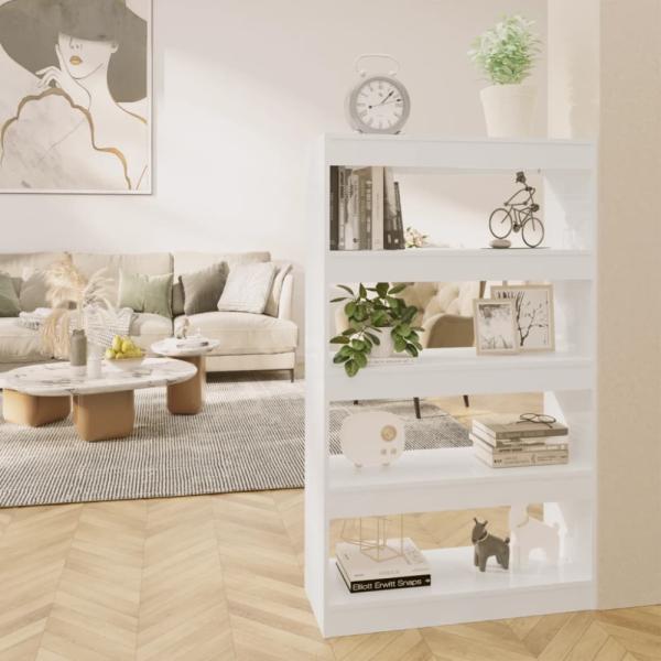 vidaXL Bücherregal/Raumteiler Hochglanz-Weiß 80x30x135cm Holzwerkstoff 811715