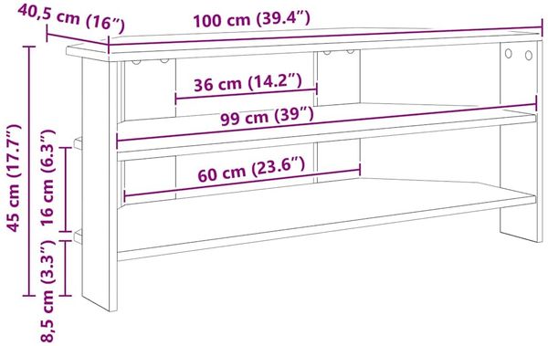 vidaXL EckTVSchrank Schwarz 102x40,5x45cm Holzwerkstoff 889766 Bild 10