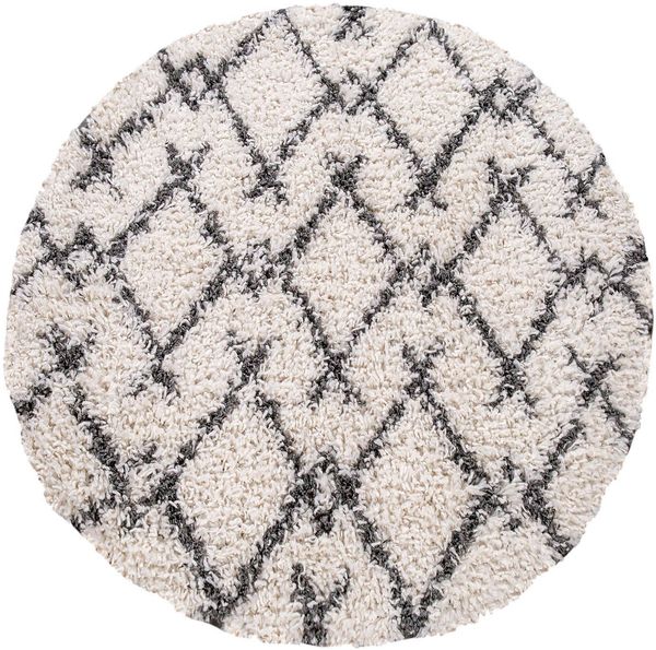 Paco Home Hochflor-Teppich Kalmar 451, rund, Höhe: 44 mm, Shaggy, Scandi Design, modernes Rauten Muster, weich & kuschelig