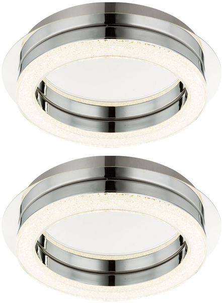 2x LED Deckenleuchte, Chrom, Acryl, Kristall-Deko, 28 cm