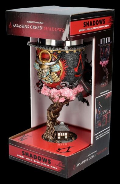 Figuren Shop GmbH Becher Kelch - Assassins Creed Shadows - Weinkelch Merchandise Dekoration, Kunststein (Polyresin), Edelstahl