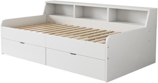 Merax 90*200 cm Schlafsofa Daybett Tagesbett, einzeln, mit zwei Schubladen, mit Staufach, weiß Bild 9