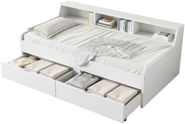 Merax 90*200 cm Schlafsofa Daybett Tagesbett, einzeln, mit zwei Schubladen, mit Staufach, weiß Bild 10