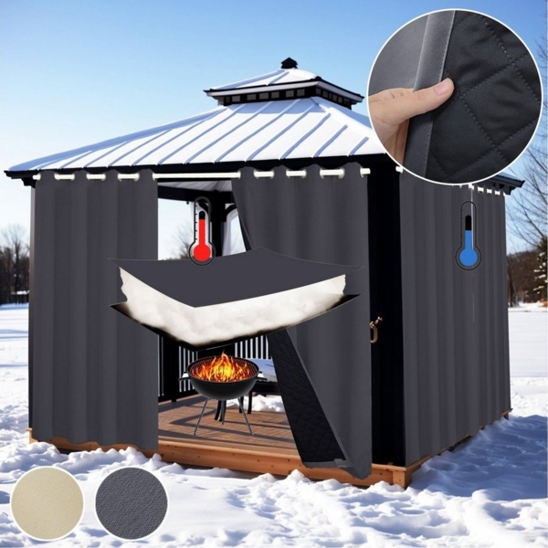 BTTO V&G Gardine Outdoorvorhang Winddicht,Thermovorhang Kälteschutz & Wasserdicht (2 St), Türvorhang,Blickdicht, Wärmeisolierend Bild 5