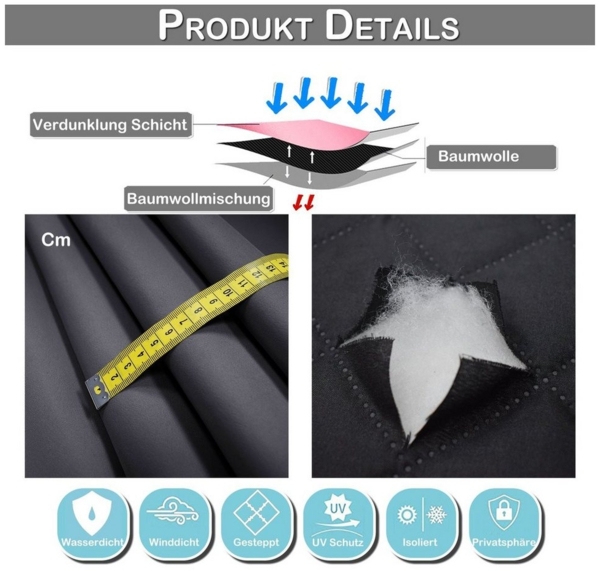 BTTO V&G Gardine Outdoorvorhang Winddicht,Thermovorhang Kälteschutz & Wasserdicht (2 St), Türvorhang,Blickdicht, Wärmeisolierend Bild 3