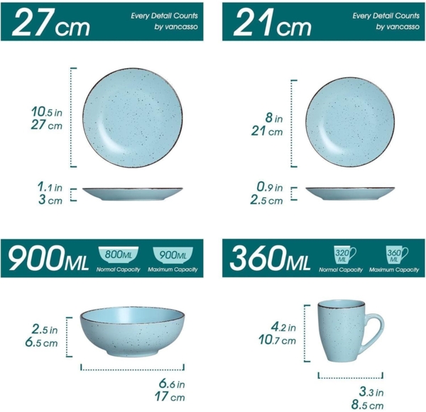 vancasso MODA Tafelservice Steingut Vintage 16-teilig Blau Bild 2