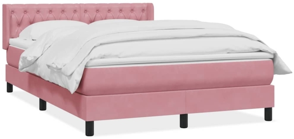 vidaXL Boxspringbett mit Matratze Rosa 140x210 cm Samt 3318368