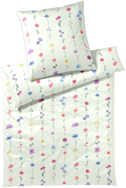 Elegante Mako Satin Bettwäsche Flower Show 24526-4 Blumen Mint 135x200