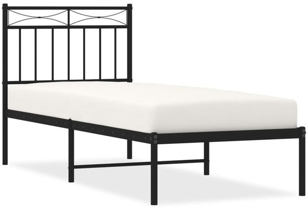 Einzelbettgestell Design für Erwachsene mit Kopfteil Metall Schwarz 80x200 cm d2775e