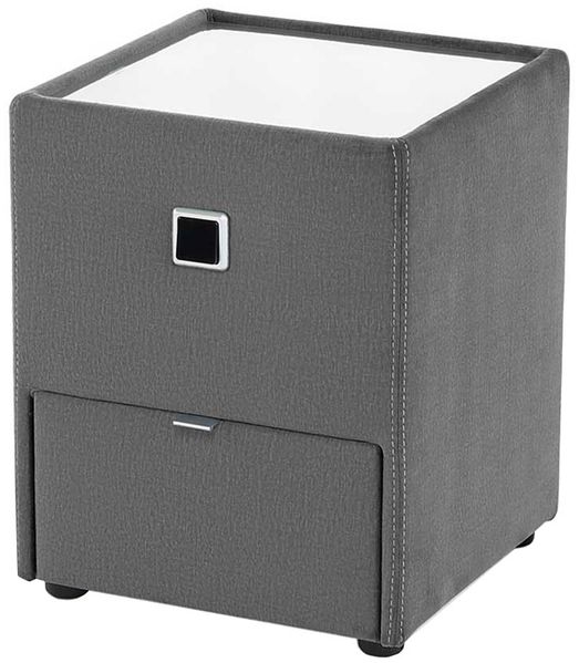 Nachttisch Lukas / Lancy, Holzwerkstoff, Stoff, Grau, 43 x 53 x 45 cm