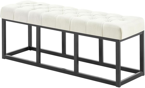 Sitzbank MEXICO - Stoff Creme 120x38x46 cm | Sitzbank Flur Sitzhocker Esszimmerbank Polsterbank Schlafzimmerbank