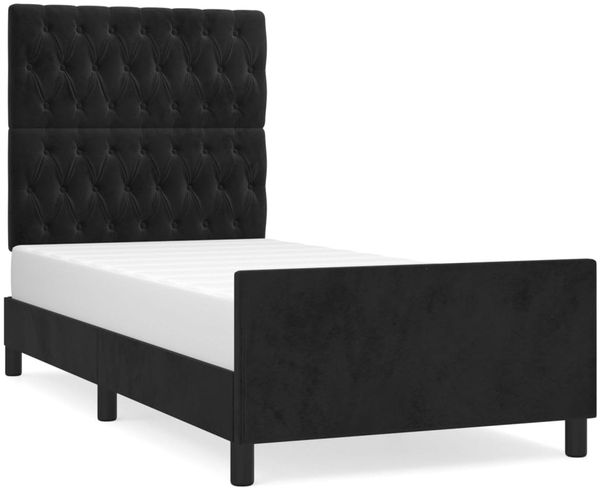 Einzelbettgestell Design für Erwachsene mit Kopfteil Schwarz 90x200 cm Samt d3296e