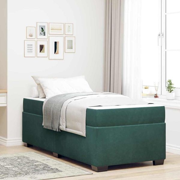 vidaXL Bettrahmen mit Matratze Dunkelgrün 80 x 200 cm Stoff 3399257
