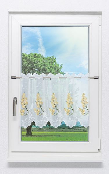 Scheibengardine Plauener Spitze - Blütenträume (Bx H) 96cm * 45cm Gelb/blassgelb
