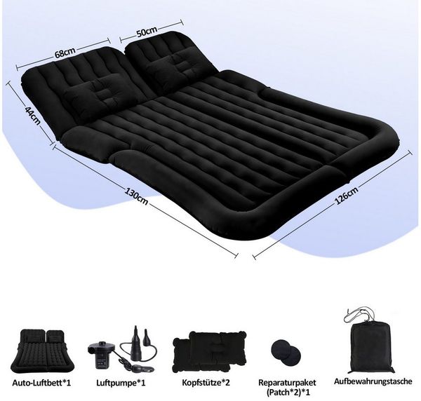 Clanmacy Luftbett Auto Luftbett Aufblasbare mit 12V Pumpe 178 x 126 x 13cm schwarz, (1-tlg)