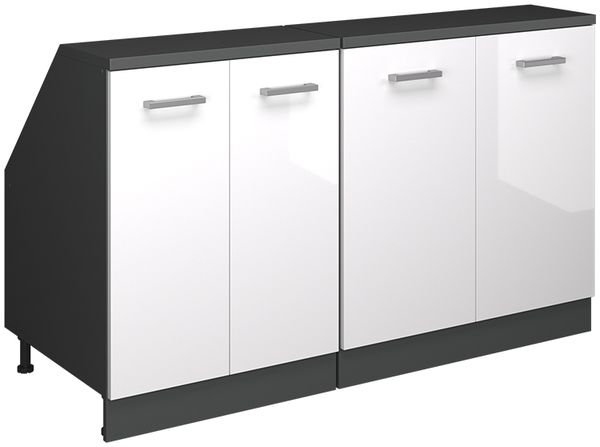 Dachschrägenschrank-Set Rion Weiß Hochglanz 140 cm 2er Set Schrankkorpuss 60 cm Tiefe Vicco