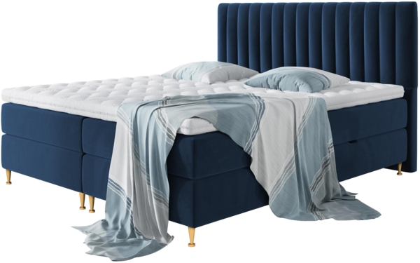 Mirjan24 Boxspringbett Nerpa, Blau, 140x200 cm