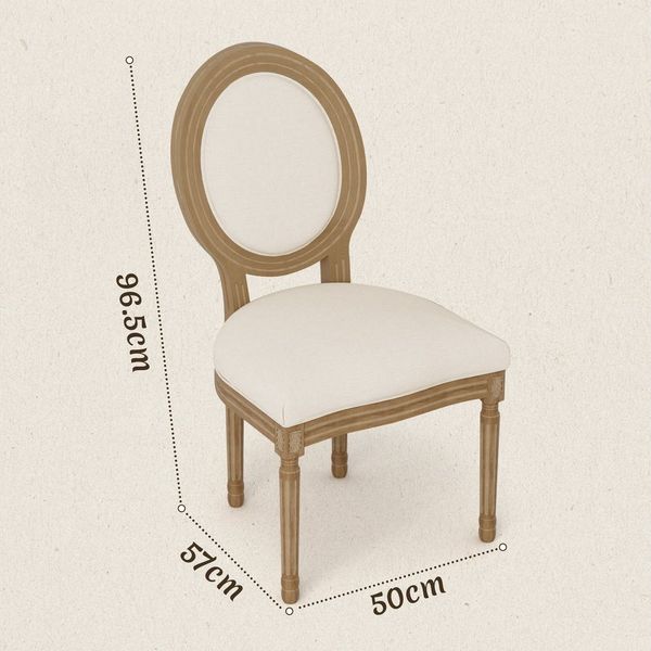 FiveWillowise Esszimmerstuhl Retro-Polsterstühle 2er-Set, Küchenstühle mit ovaler Rückenlehne (2 St), Leinenoptik und Massivholz, für Esszimmer, Wohnzimmer