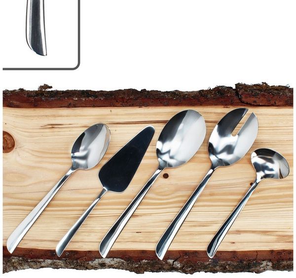 MamboCat Besteck-Set Twist 5tlg Besteck Set Tortenheber Salatbesteck Saucen- Servierlöffel, Edelstahl